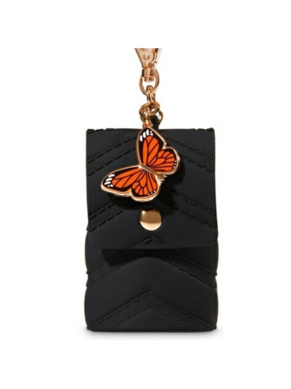 PocketBac Hand Sanitizer Holder Black Purse Butterfly Charm